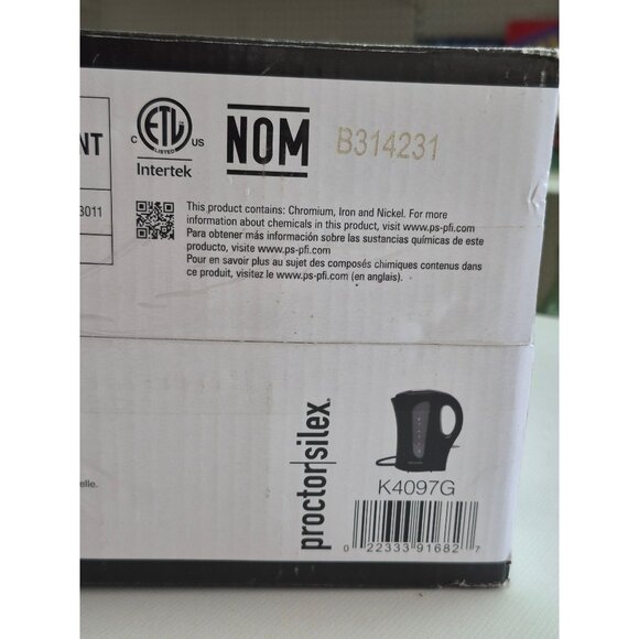 NEW Proctor Silex Electric Cordless Kettle 1.7L 1500W Auto Shutoff - Picture 9 of 9